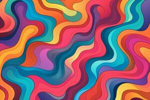 Colorful wavy background digital art illustration. generated ai photo