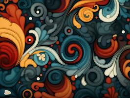 Colorful wavy background digital art illustration. generated ai photo