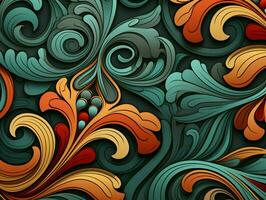 Colorful wavy background digital art illustration. generated ai photo