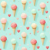 ice cream and hearts background design on watercolor. ai generated free photo