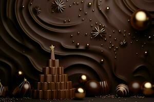 Chocolate bar with bow and confetti. 3D rendering. ai generated free photo