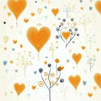 Hearts with leaf pattern background design. ai generated free photo