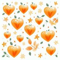 Hearts with leaf pattern background design. ai generated free photo