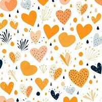 Hearts with leaf pattern background design. ai generated free photo