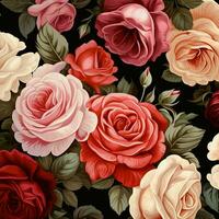 rose flower background design, red roses on black background. ai generated free photo