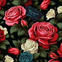 rose flower background design, red roses on black background. ai generated free photo