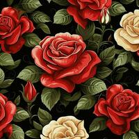 rose flower background design, red roses on black background. ai generated free photo