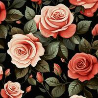 rose flower background design, red roses on black background. ai generated free photo