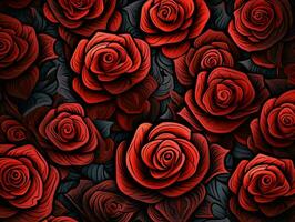 rose flower background design, red roses on black background. ai generated free photo