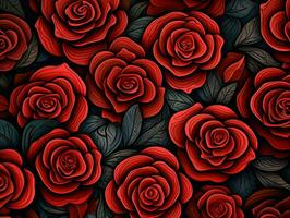 rose flower background design, red roses on black background. ai generated free photo