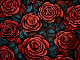 rose flower background design, red roses on black background. ai generated free photo