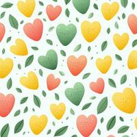 colorful hearts and leaves background design. ai generated free photo