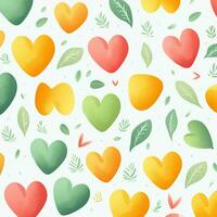 colorful hearts and leaves background design. ai generated free photo