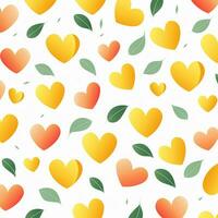 colorful hearts and leaves background design. ai generated free photo