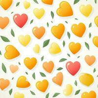 colorful hearts and leaves background design. ai generated free photo