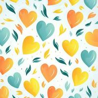 colorful hearts and leaves background design. ai generated free photo