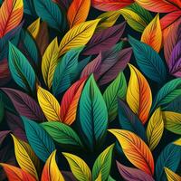 colorful tropical leaves background design. ai generated free photo