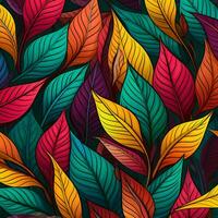 colorful tropical leaves background design. ai generated free photo
