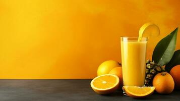 Healthy orange fruit smoothies.Generative Ai. photo