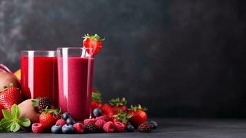 conjunto de Fruta batidos, sano Fruta batidos.generativos ai. foto