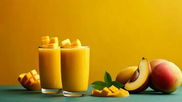 Healthy mango fruit smoothies.Generative Ai. photo