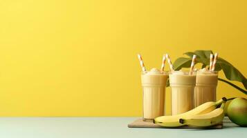 Healthy banana fruit smoothies.Generative Ai. photo