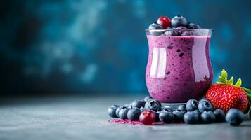 Healthy blueberry fruit smoothies.Generative Ai. photo