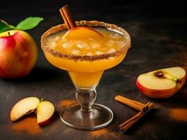 Apple Cider Margarita and Autumn Spice Cocktail.Generative Ai. photo