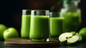 Healthy Green apple fruit smoothies.Generative Ai. photo