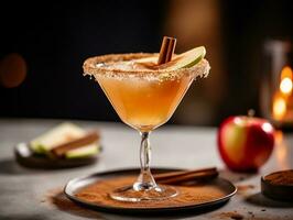 manzana sidra margarita y otoño especia coctel.generativo ai. foto