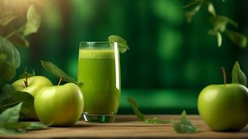 Healthy Green apple fruit smoothies.Generative Ai. photo