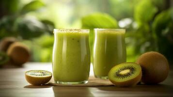 Healthy kiwi fruit smoothies.Generative Ai. photo