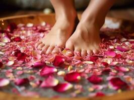 Spa treatment for female feet and relax time.Generative Ai. photo