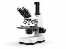 Laboratory Microscope on white background.Generative Ai. photo