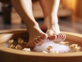 Spa treatment for female feet and relax time.Generative Ai. photo