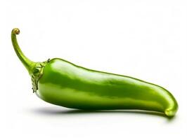 Green chili isolated on white background .Generative Ai. photo