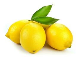 Lemon isolated on white background .Generative Ai. photo