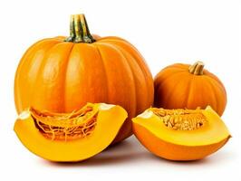 Pumpkin vegetables  isolated on white background .Generative Ai. photo