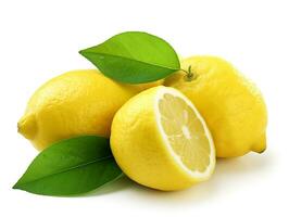 Lemon isolated on white background .Generative Ai. photo