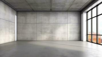 Empty room with white wall as background.Generative Ai. photo