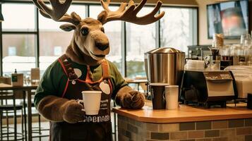 reno vestido como un barista servicio cafe.generativo ai. foto