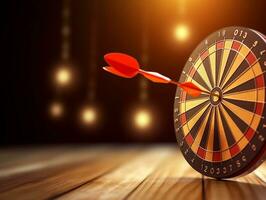 Dart the target with arrows on the dart board.Generative Ai. photo