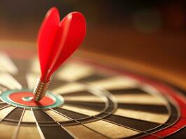 Dart the target with arrows on the dart board.Generative Ai. photo