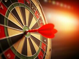Dart the target with arrows on the dart board.Generative Ai. photo