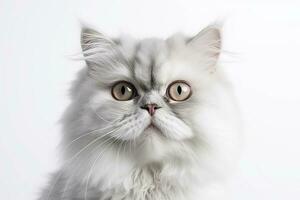 Persian cat on white background.Generative Ai. photo