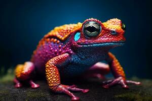 Colorful cute frog in the forest.Generative Ai. photo