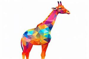 Colorful giraffe on white background.Generative Ai. photo