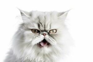 Persian cat on white background.Generative Ai. photo