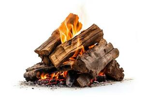 Bonfire on white background.Generative Ai. photo