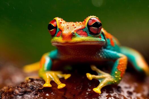 vistoso linda rana en el bosque.generativo ai. foto